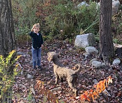 Storybook Felicity playing in woods with kids